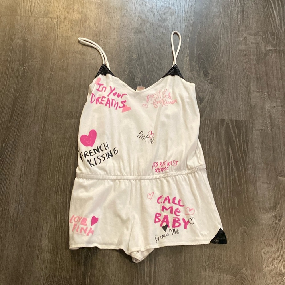 PINK (victoria secret) Pajamas romper adjustable straps size M great condition